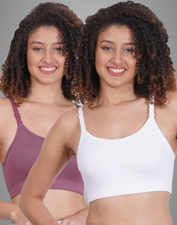 White_And_Grape_Sportsmino_Sports_Non_Padded_Bra_For_Women_Pack_Of_2