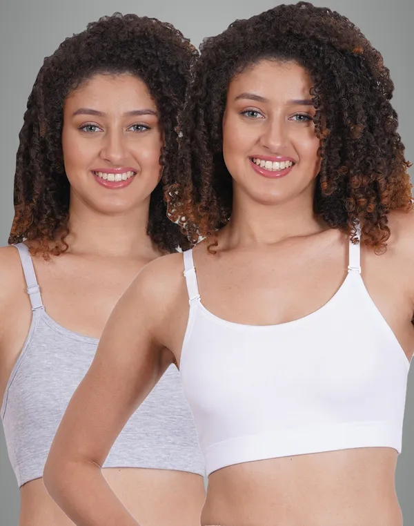 White_And_Grey_Sportsmino_Sports_Non_Padded_Bra_For_Women_Pack_Of_2