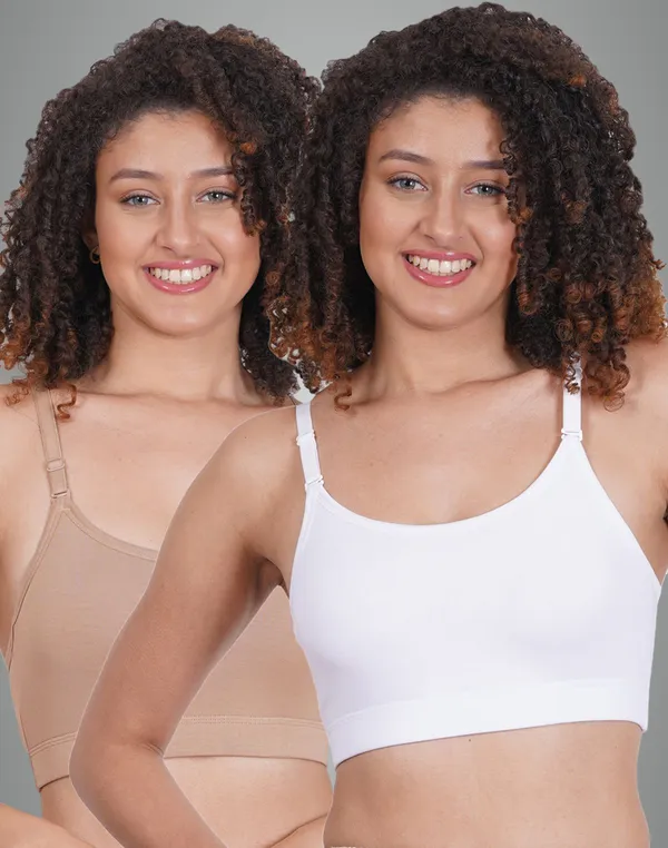 White_And_Neude_Sportsmino_Sports_Non_Padded_Bra_For_Women_Pack_Of_2