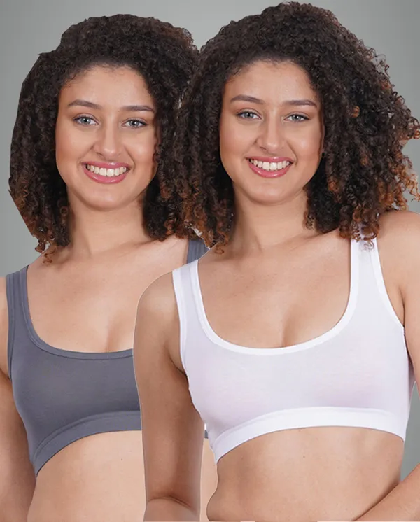 White_And_Ash_Sportsmino_Sports_Non_Padded_Bra_For_Women_Pack_Of_2