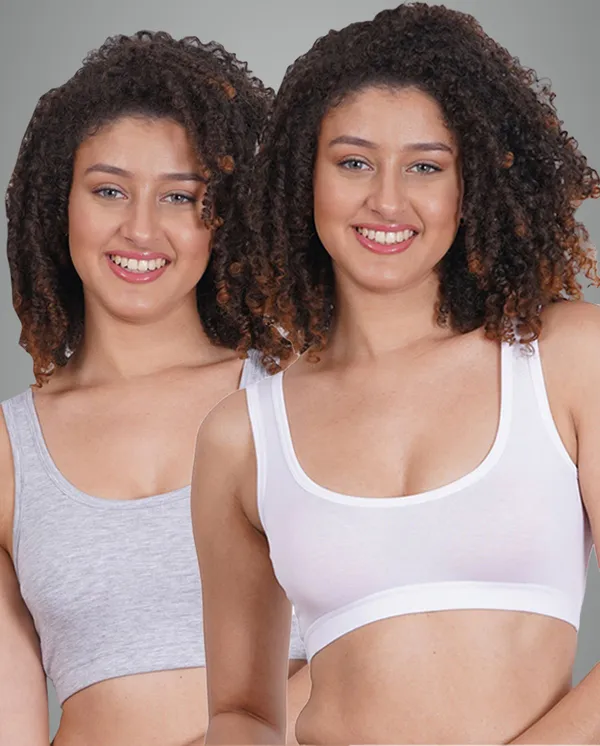 White_And_Grey_Sportsmino_Sports_Non_Padded_Bra_For_Women_Pack_Of_2