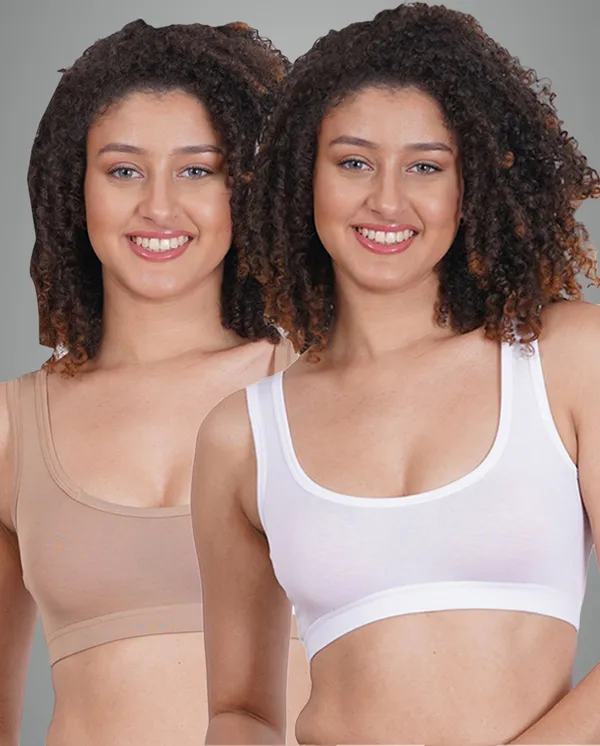 White_And_Neude_Sportsmino_Sports_Non_Padded_Bra_For_Women_Pack_Of_2