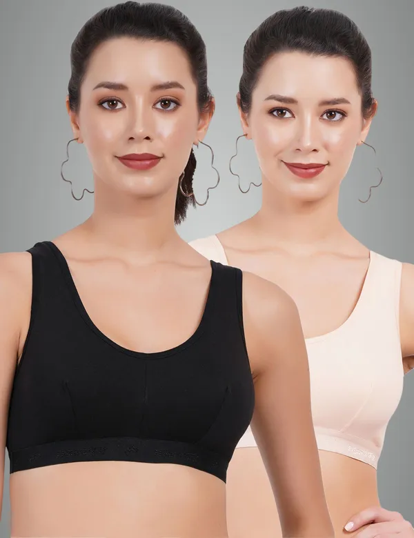 Black_And_Skin_Sportsmino_Sports_Non_Padded_Bra_For_Women_Pack_Of_2