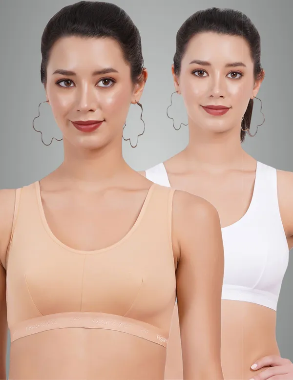 Peach_And_White_Sportsmino_Sports_Non_Padded_Bra_For_Women_Pack_Of_2