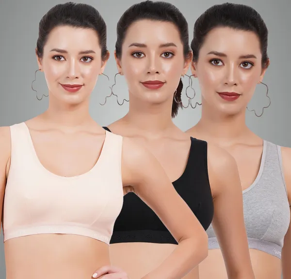 Beige_,_Black_And_Grey_Sportsmino_Sports_Non_Padded_Bra_For_Women_Pack_Of_3