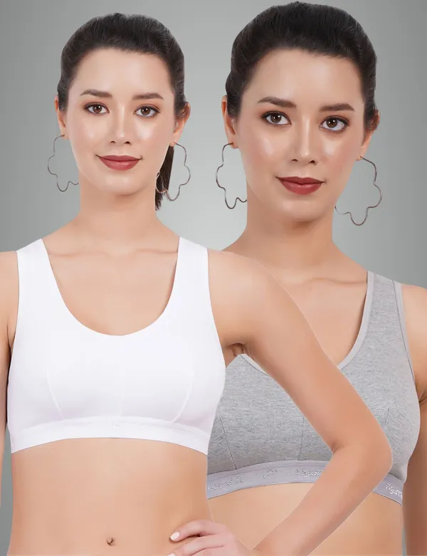 White_And_Grey_Sportsmino_Sports_Non_Padded_Bra_For_Women_Pack_Of_2