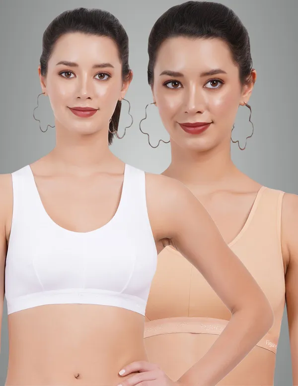 White_And_Peach_Sportsmino_Everyday_Non_Padded_Bra_For_Women_Pack_Of_2