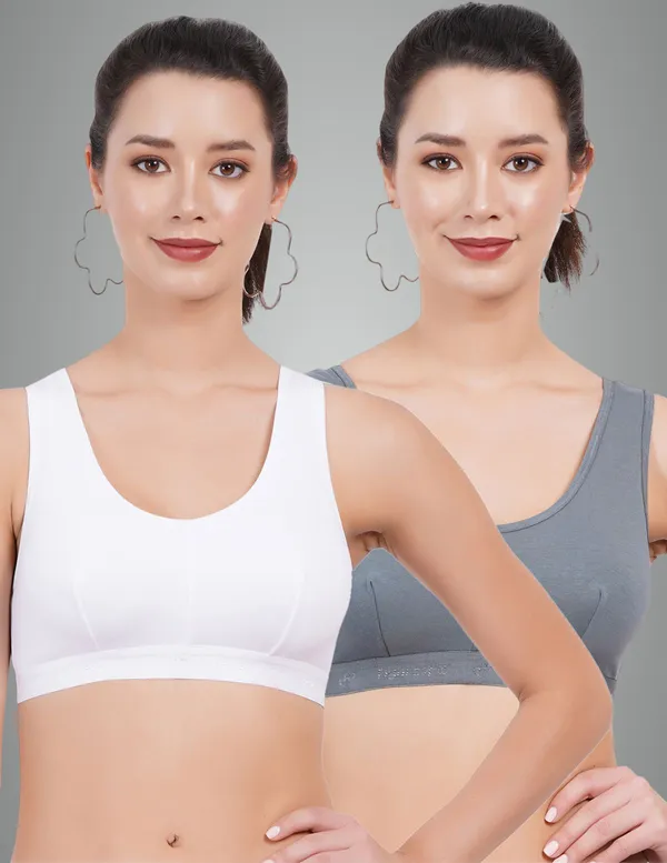 White_And_Teal_Blue_Sportsmino_Sports_Non_Padded_Bra_For_Women_Pack_Of_2