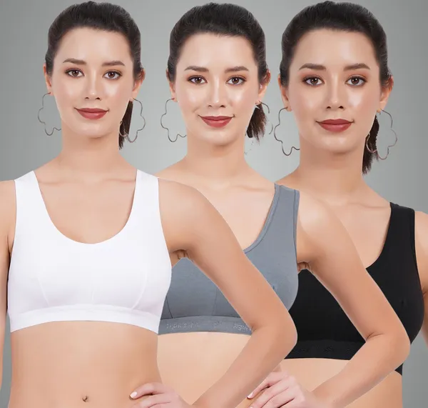 White_,_Blue_And_Black_Sportsmino_Everyday_Non_Padded_Bra_For_Women_Pack_Of_3