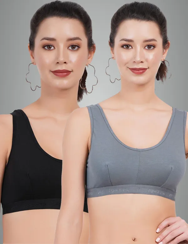 Black_And_Turquoise_Blue_Double_Layered_Sports_Non_Padded_Bra_For_Women_Pack_Of_2