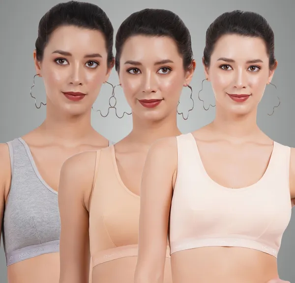 Grey,_Peach_And_Skin_Double_Layered_Sports_Non_Padded_Bra_For_Women_Pack_Of_3