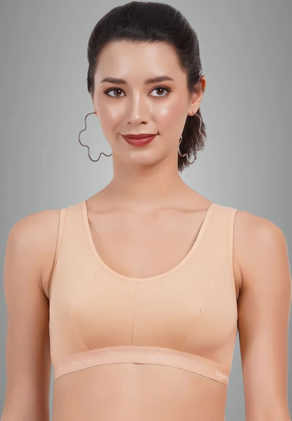 Peach_Double_Layered_Sports_Non_Padded_Bra_For_Women