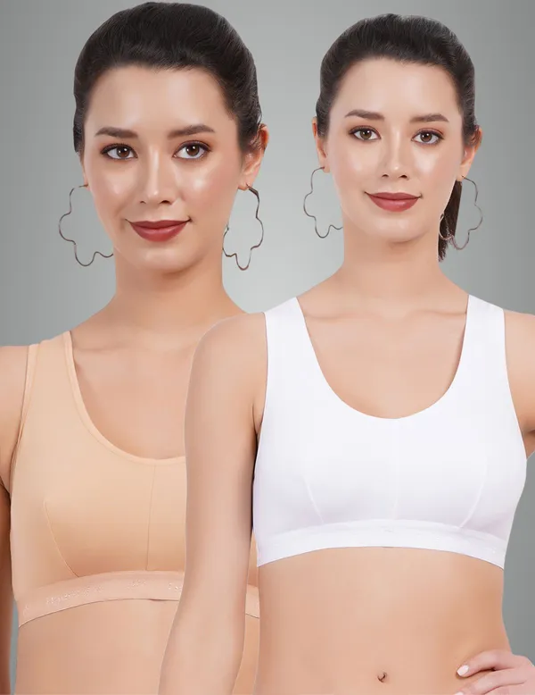 Peach_And_White_Double_Layered_Sports_Non_Padded_Bra_For_Women_Pack_Of_2