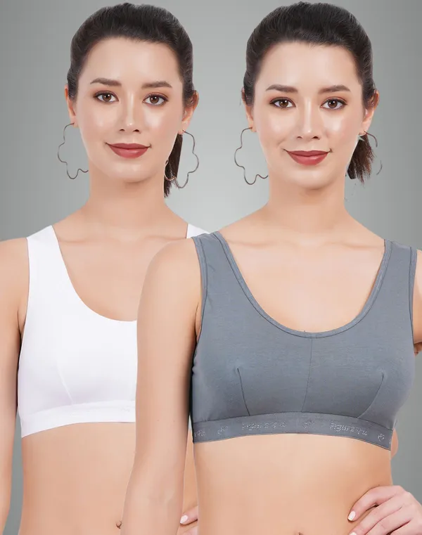 White_And_Turquoise_Blue_Double_Layered_Sports_Non_Padded_Bra_For_Women_Pack_Of_2