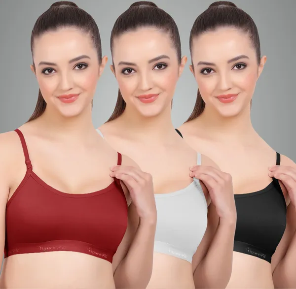 Maroon,_White_And_Black_Sports_Non_Padded_Bra_For_Women_Pack_Of_3