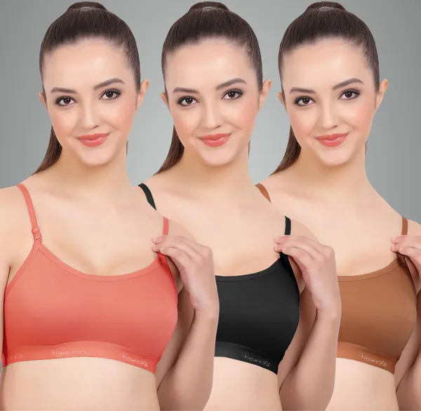 Rose,_Black_And_Brick_Sports_Non_Padded_Bra_For_Women_Pack_Of_3