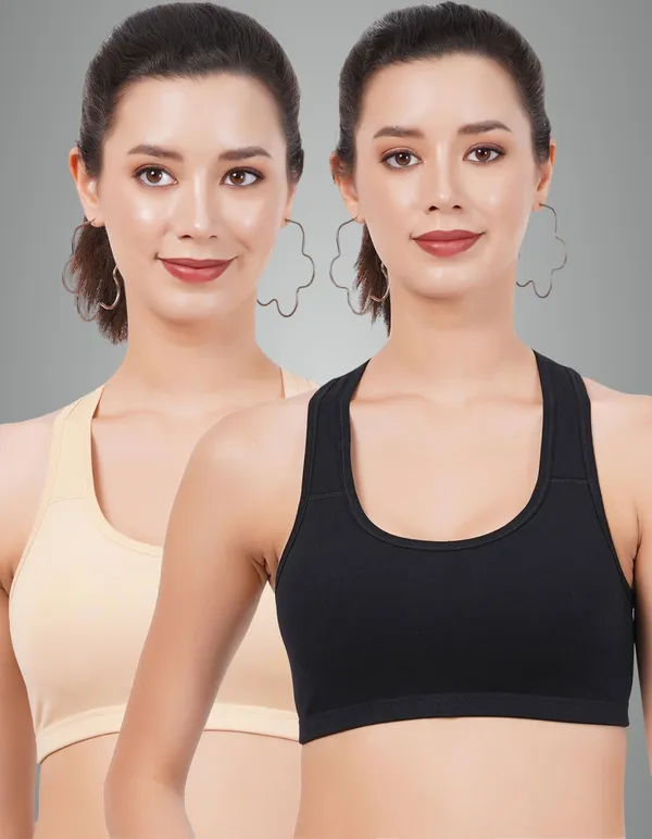 Black_And_Skin_Sportsmino_Sports_Non_Padded_Bra_For_Women_Pack_Of_2