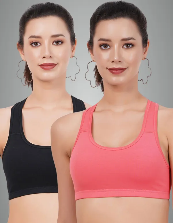 Carrot_And_Black_Sportsmino_Sports_Non_Padded_Bra_For_Women_Pack_Of_2