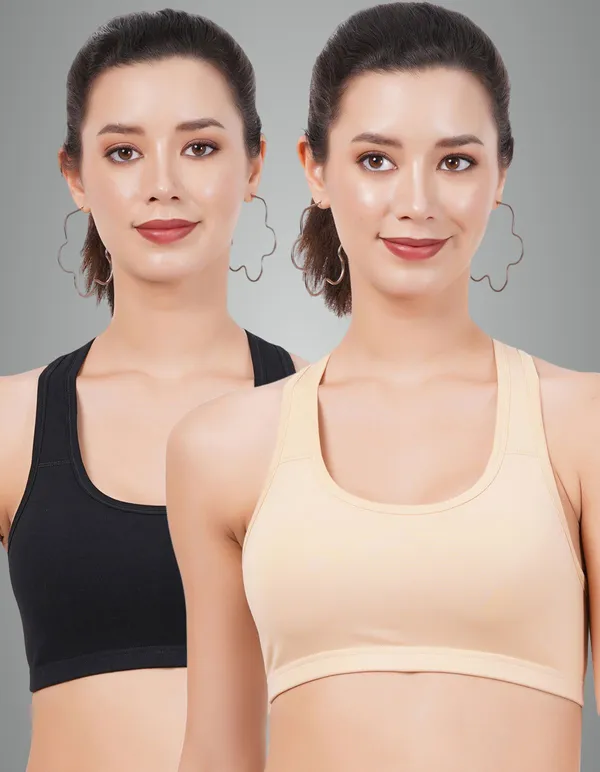 Skin_And_Black_Sportsmino_Everyday_Non_Padded_Bra_For_Women_Pack_Of_2