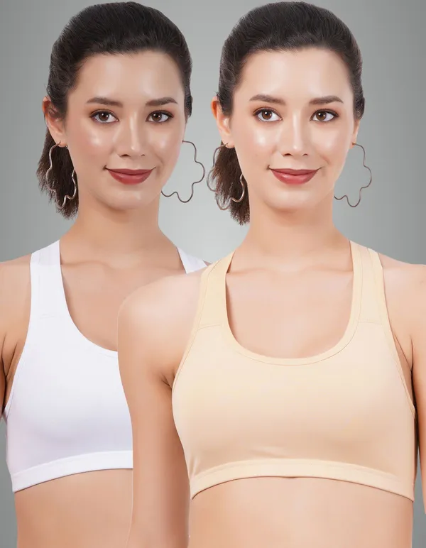 Skin_And_White_Sportsmino_Everyday_Non_Padded_Bra_For_Women_Pack_Of_2