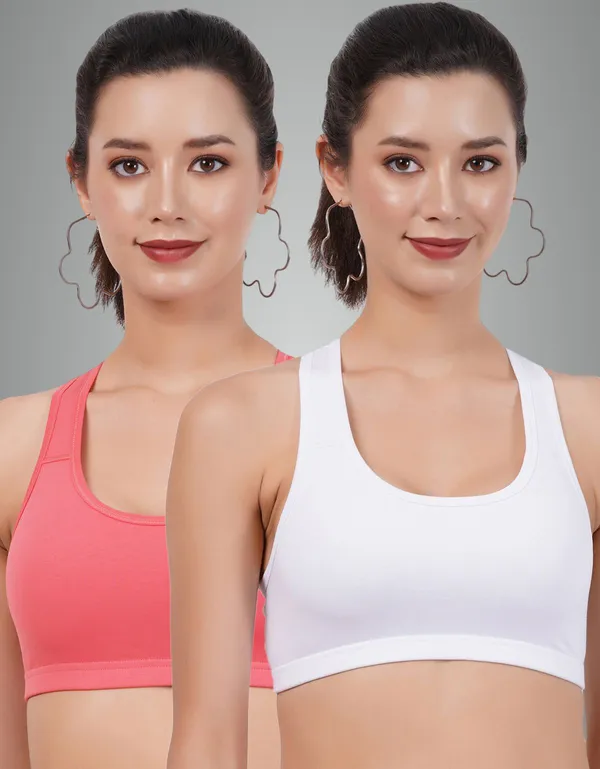 White_And_Carrot_Sportsmino_Everyday_Non_Padded_Bra_For_Women_Pack_Of_2