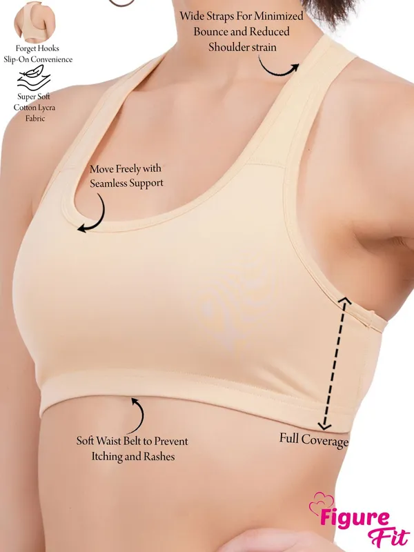 White_And_Skin_Sportsmino_Sports_Non_Padded_Bra_For_Women_Pack_Of_2