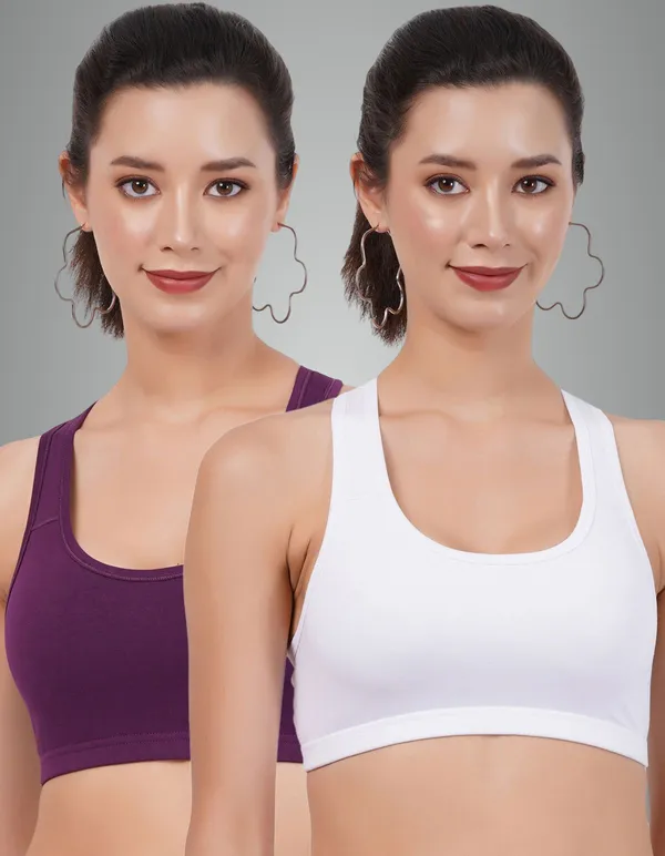 White_And_Wine_Sportsmino_Everyday_Non_Padded_Bra_For_Women_Pack_Of_2
