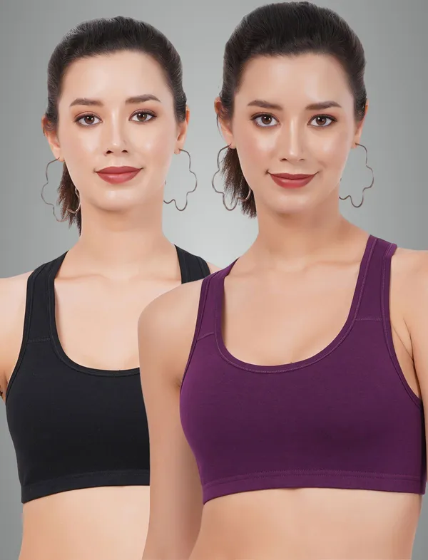 Wine_And_Black_Sportsmino_Sports_Non_Padded_Bra_For_Women_Pack_Of_2