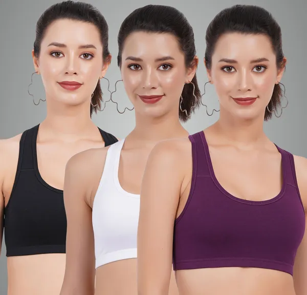 Black,_White_And_Wine_Double_Layered_Sports_Non_Padded_Bra_For_Women_Pack_Of_3