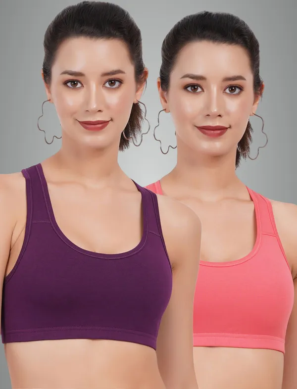Wine_And_Carrot_Double_Layered_Sports_Non_Padded_Bra_For_Women_Pack_Of_2
