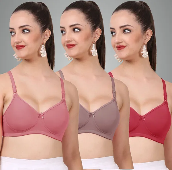 Onion,_Grape_And_Maroon_Jollypad_Tshirt_Lightly_Padded_Bra_For_Women_Pack_Of_3