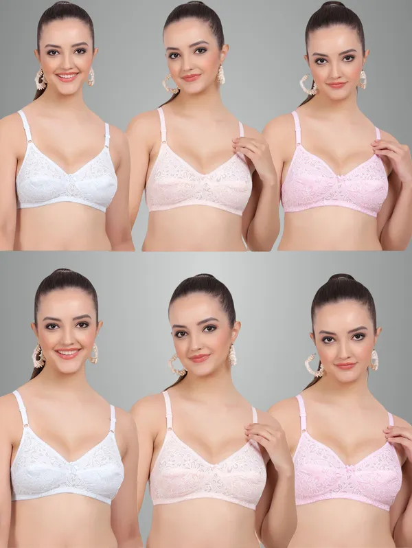 Blue,_Peach_And_Pink_Kamini_Everyday_Non_Padded_Bra_For_Women_Pack_Of_6