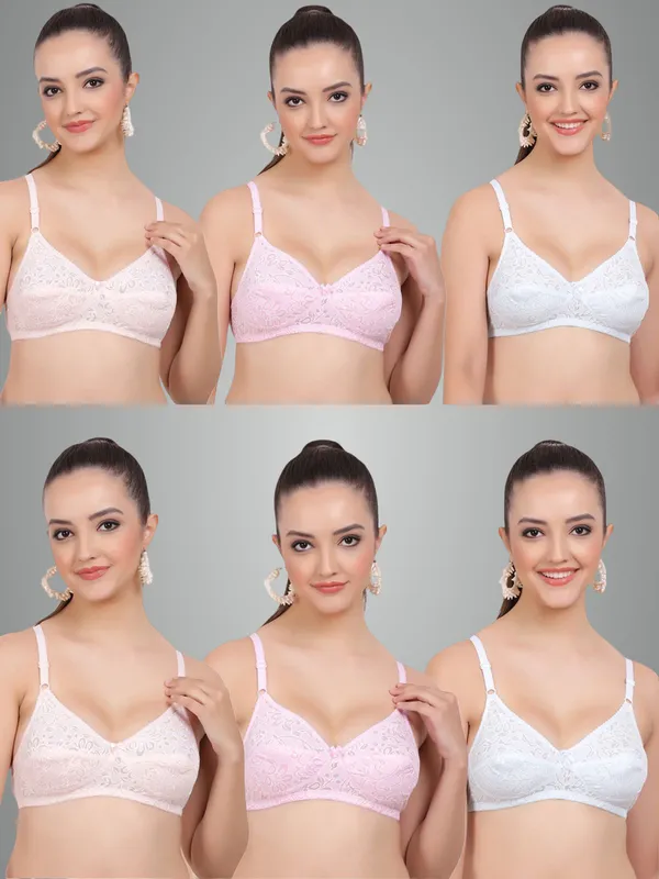Peach,_Pink_And_Blue_Kamini_Everyday_Non_Padded_Bra_For_Women_Pack_Of_6