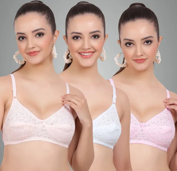 Peach,_Blue_And_Pink_Kamini_Everyday_Non_Padded_Bra_For_Women_Pack_Of_3