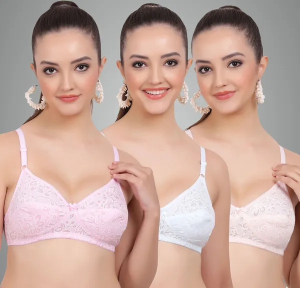 Pink,_Blue_And_Peach_Kamini_Everyday_Non_Padded_Bra_For_Women_Pack_Of_3