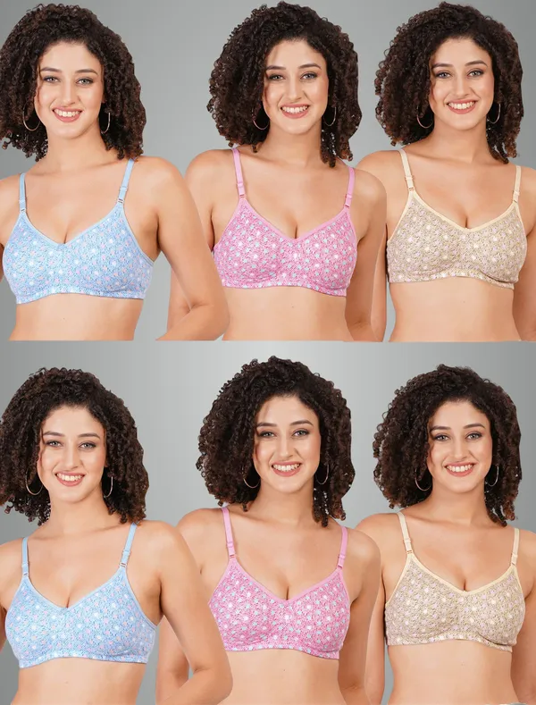 Blue,_Pink_And_Skin_Kangna_Tshirt_Non_Padded_Bra_For_Women_Pack_Of_6