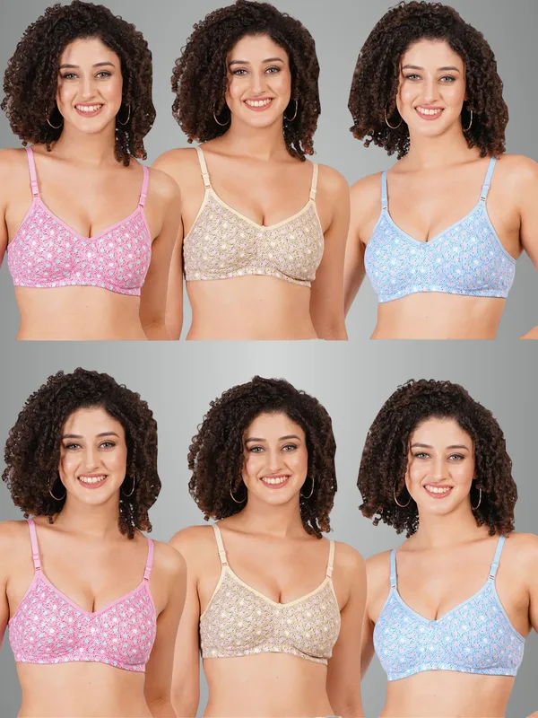 Pink,_Skin_And_Blue_Kangna_Tshirt_Non_Padded_Bra_For_Women_Pack_Of_6