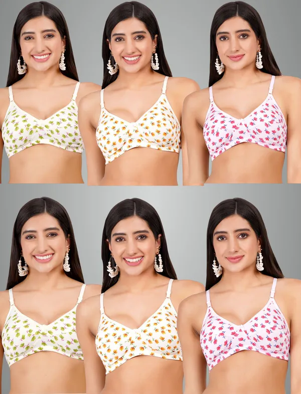 Lemon,_Peach_And_Pink_Lillyprint_Everyday_Non_Padded_Bra_For_Women_Pack_Of_6