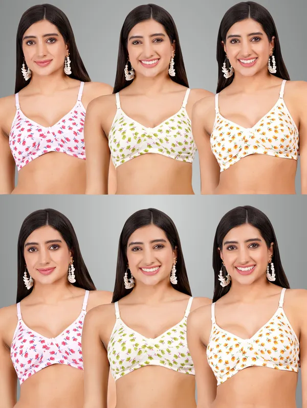 Pink,_Lemon_And_Peach_Lillyprint_Everyday_Non_Padded_Bra_For_Women_Pack_Of_6
