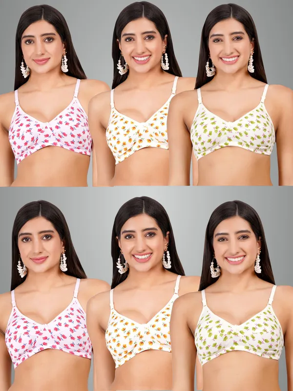 Pink,_Peach_And_Lemon_Lillyprint_Everyday_Non_Padded_Bra_For_Women_Pack_Of_6