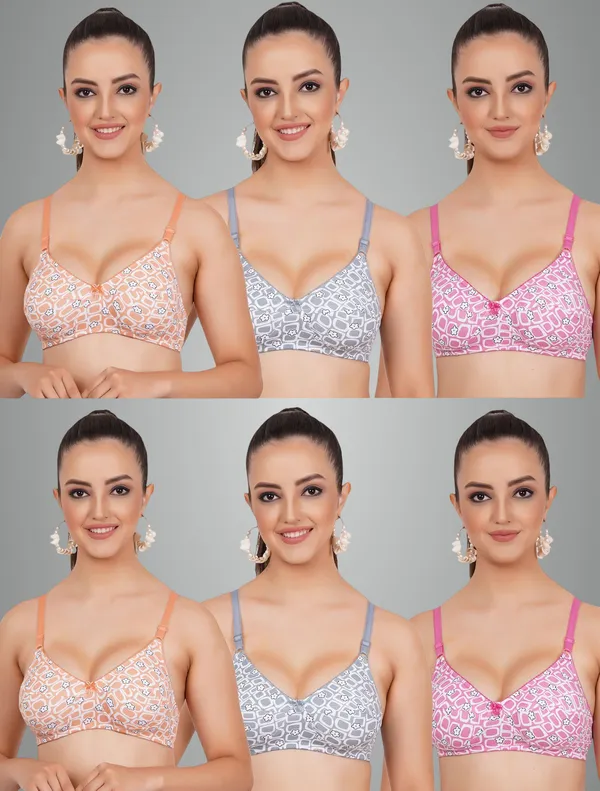 Peach,_Grey_And_Pink_Lotus_Everyday_Non_Padded_Bra_For_Women_Pack_Of_6