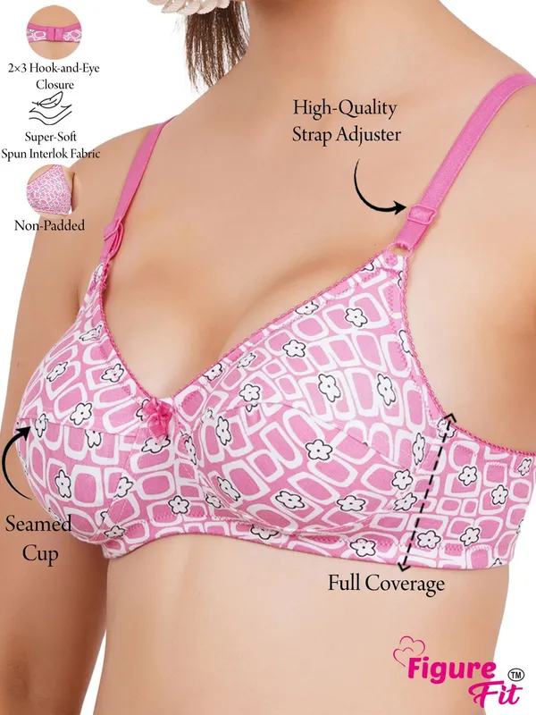 Pink,_Grey_And_Peach_Lotus_Everyday_Non_Padded_Bra_For_Women_Pack_Of_3