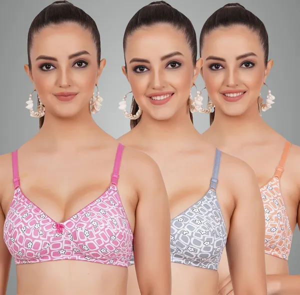 Pink,_Grey_And_Peach_Lotus_Everyday_Non_Padded_Bra_For_Women_Pack_Of_3