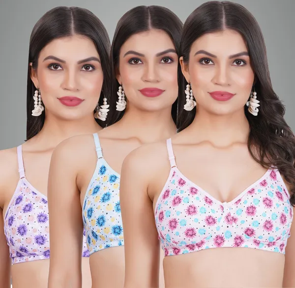 Pink,_Blue_And_Purple_Tshirt_Non_Padded_Bra_For_Women_Pack_Of_3
