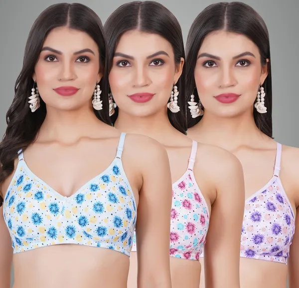 Blue,_Pink_And_Purple_Merrymould_Tshirt_Non_Padded_Bra_For_Women_Pack_Of_3