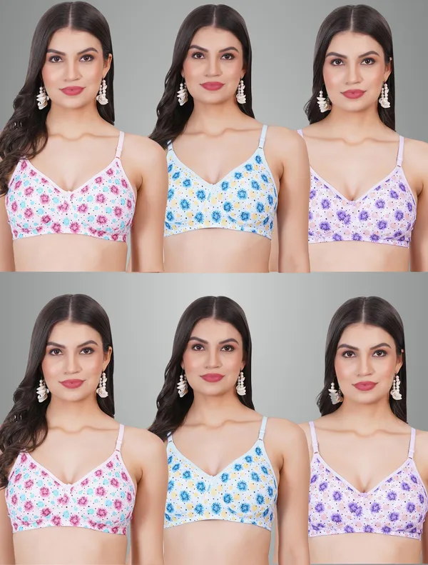 Pink,_Blue_And_Purple_Merrymould_Tshirt_Non_Padded_Bra_For_Women_Pack_Of_6