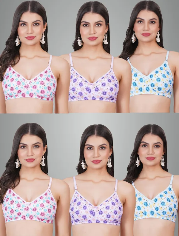 Pink,_Purple_And_Blue_Merrymould_Tshirt_Non_Padded_Bra_For_Women_Pack_Of_6