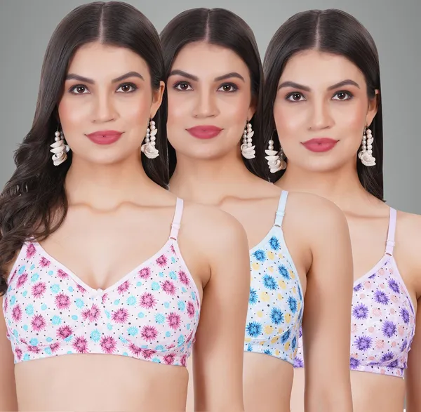Pink,_Blue_And_Purple_Merrymould_Tshirt_Non_Padded_Bra_For_Women_Pack_Of_3