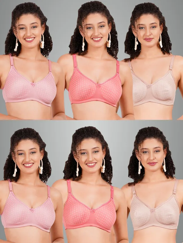 Pink,_Carrot_And_Neude_Mistymould_Tshirt_Non_Padded_Bra_For_Women_Pack_Of_6