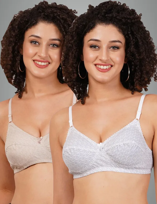 White_And_Brown_Rajnimino_Everyday_Non_Padded_Bra_For_Women_Pack_Of_2
